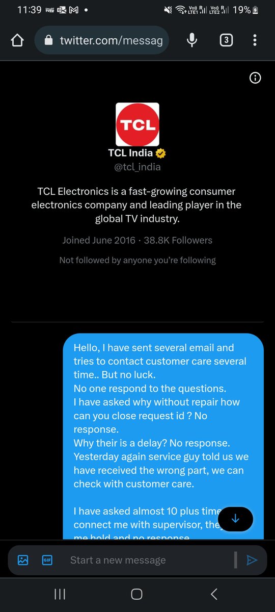 brave_sam's tweet photo. @tcl_india Hi All, whoever is planning to purchase or is interested in TCL tv. 
Just be aware that there is no after-sales support. https://t.co/cneZmJB682