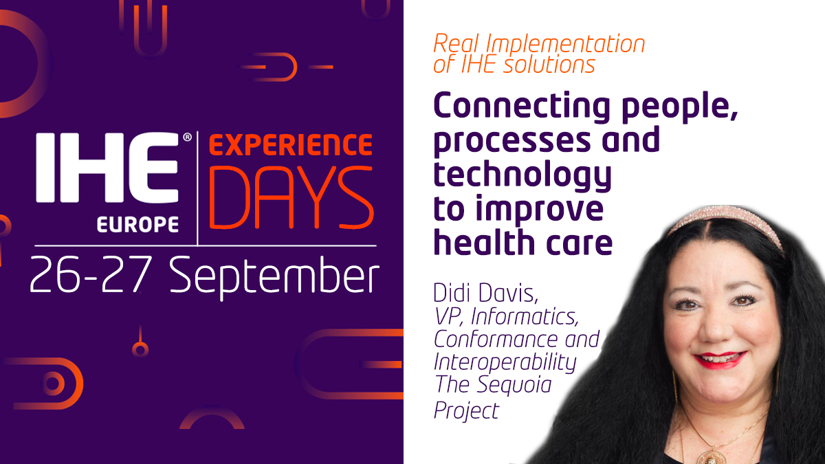 IHE-Europe (@ihe_europe) on Twitter photo Join us at IHE Experience Days with Mrs. <a href="/DidiDavis/">Didi Davis</a>, <a href="/sequoiaproject/">The Sequoia Project</a> healthcare expert with 30+ years of experience. Learn from her expertise and join session on Real IHE Implementation Register now: bit.ly/EXP_DAY_23
<a href="/IHENL/">IHE Nederland</a> <a href="/IHE_fr/">IHE France</a> <a href="/IHEAustria/">IHE Austria 🇦🇹</a> <a href="/IHE_USA/">IHE USA</a> <a href="/IHEIntl/">IHE International</a> @IHEsuisse Join us at IHE Experience Days with Mrs. <a href="/DidiDavis/">Didi Davis</a>, <a href="/sequoiaproject/">The Sequoia Project</a> healthcare expert with 30+ years of experience. Learn from her expertise and join session on Real IHE Implementation Register now: bit.ly/EXP_DAY_23
<a href="/IHENL/">IHE Nederland</a> <a href="/IHE_fr/">IHE France</a> <a href="/IHEAustria/">IHE Austria 🇦🇹</a> <a href="/IHE_USA/">IHE USA</a> <a href="/IHEIntl/">IHE International</a> @IHEsuisse