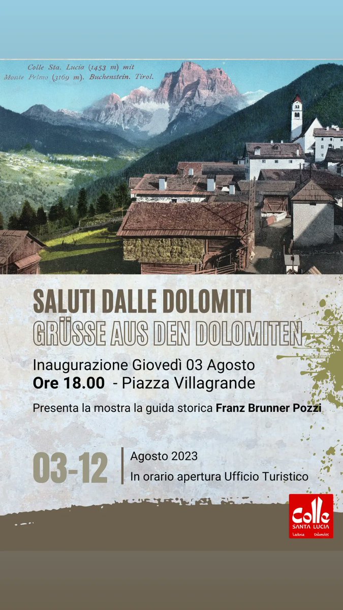 Dquesta sera a Colle Santa Lucia verrà presentata la mostra di cartoline che copre un periodo storico fra la fine del 1800 e il 1923. Alle ore 18::00 si parlerà di comunicazione in tempo di pace e in guerra con la guida storica Franz Pozzi. #dolomiti #storia #collesantalucia