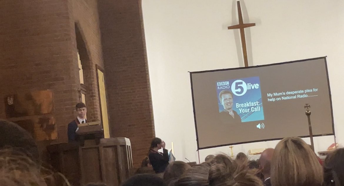 flashgolding's tweet photo. @NickyAACampbell Our son making his Head Boy speech. My call to you on 5Live and a specialist dyslexic school helped get him there. https://t.co/Y7GSasUZMV