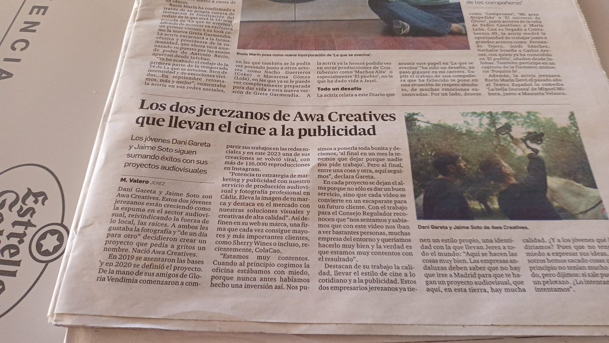 AwaCreatives's tweet photo. Hoy estamos en la prensa local en formato físico. Vayan a por el diario de hoy!! 🌝 https://t.co/PugjboD7AH
