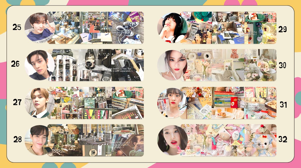 a RT would be appreciated! 💟

Hi aku ada layout moosy ready stock chara boygrup girlgrup harganya 4500/each, ava jpg+png, get 2 header (text &amp; no text), payment all e-wallet &amp; QRIS! 🧚🏻

#zonauang