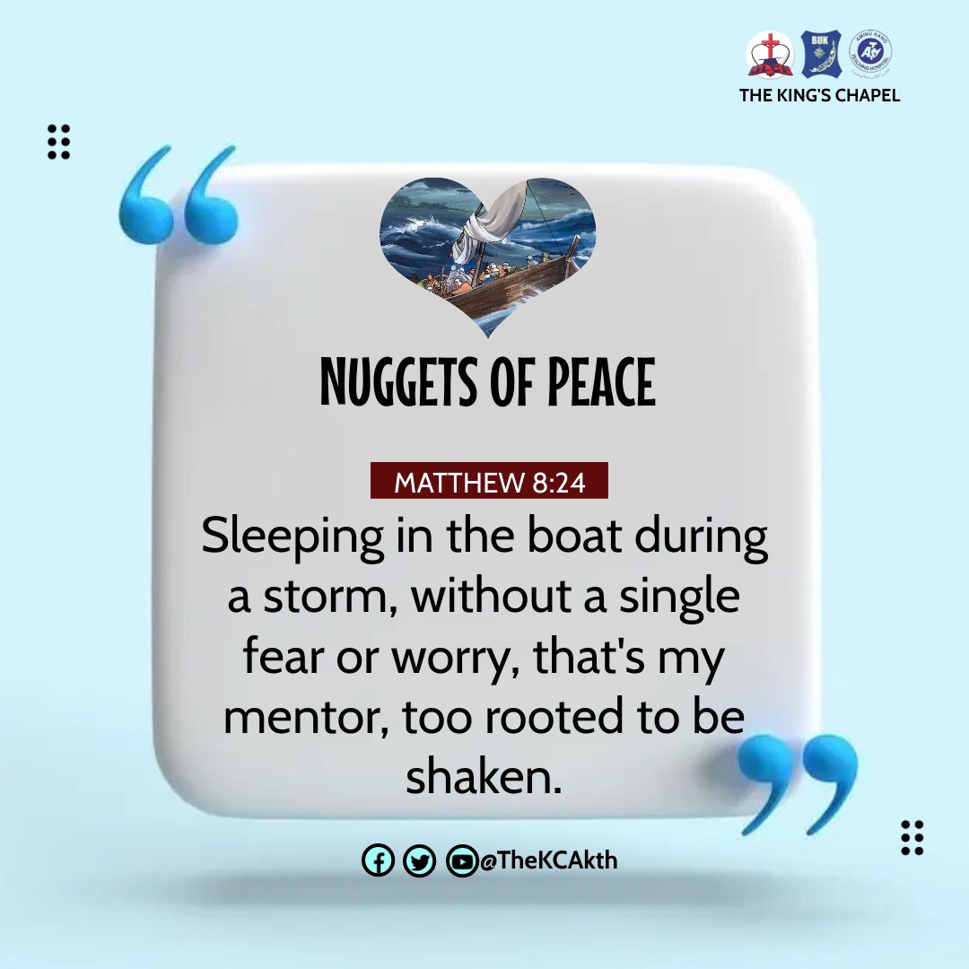 When your heart frets, remember, the teacher is always quiet during the test.

Quiet but present

#TheKingsChapelAKTH #TheKCAkth #DLCF  #Kano #Kanostate #BUK #AKTH #GCK
#August #August3
#Jesusinmyboat
#Peacebyallmeans
#FocusonJesus
#Peace