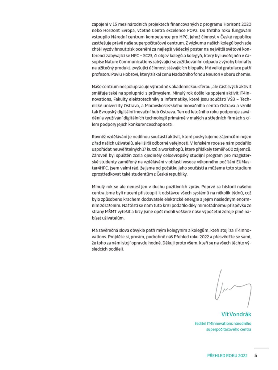 IT4Innovations's tweet photo. 🌊Svezte se na vlně 🇨🇿 superpočítání v roce 2022 v naší publikaci Přehled roku → https://t.co/PRJonv5Umm

✔️ významné události
✔️ finanční přehled
✔️ superpočítačové služby
✔️ výzkum a vývoj 
✔️ vzdělávací aktivity
✔️ projekty

@eINFRA_CZ #prehledroku #bilance #rok2022 https://t.co/tLhpCSZ2JH