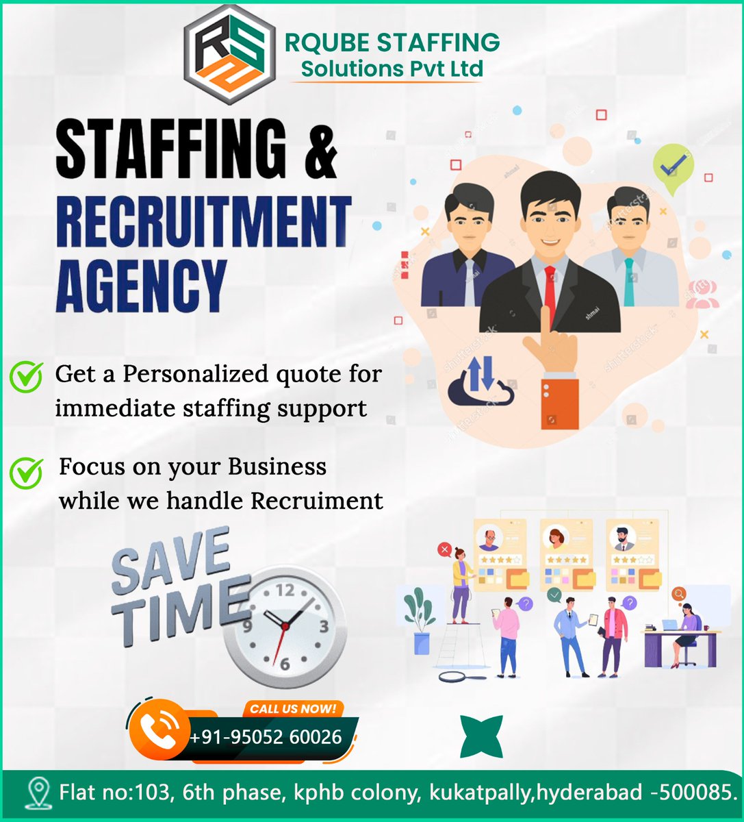 Staffing & Recruitment  Agency 
contact :+91 95052 60026
#recruitmentagency #staffingsolutions #beststaffingnetwork
#rqubeprivatelimited #staffingsupport #beststaffingagency
#silofumigation #grainstorage