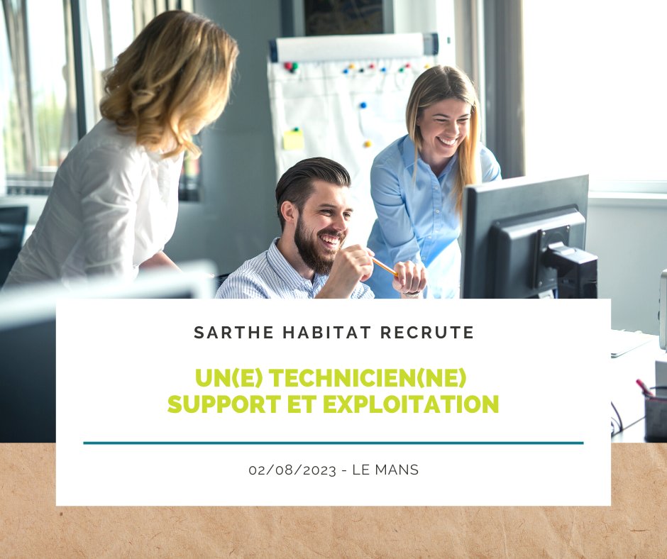📣 [Recrutement]
Sarthe Habitat recrute un(e) Technicien(ne) support et exploitation, en CDI, basé sur #LeMans. 💻
Retrouvez plus d'informations sur notre page : sarthe-habitat.fr/nous-rejoindre…
N'hésitez pas à partager ! #recrutement