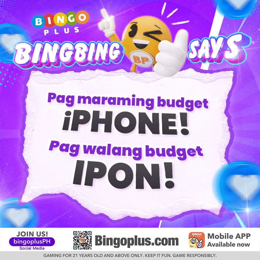 Ang sabi ni Bingbing...

#BingBingSays #BingoPlus #BingoPlusPh #BingoPlusApp #credits #cash #giveaways #BPgiveaways