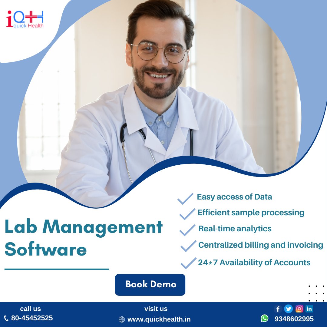 IqhLtd's tweet image. IQH offers a cloud-based laboratory management system that facilitates fully automated laboratory management. It also provides efficient sample processing and inventory control functions.

Visit us :quickhealth.in
Call us : 8045452525

#IQH #labmanagementsoftware #LIMS