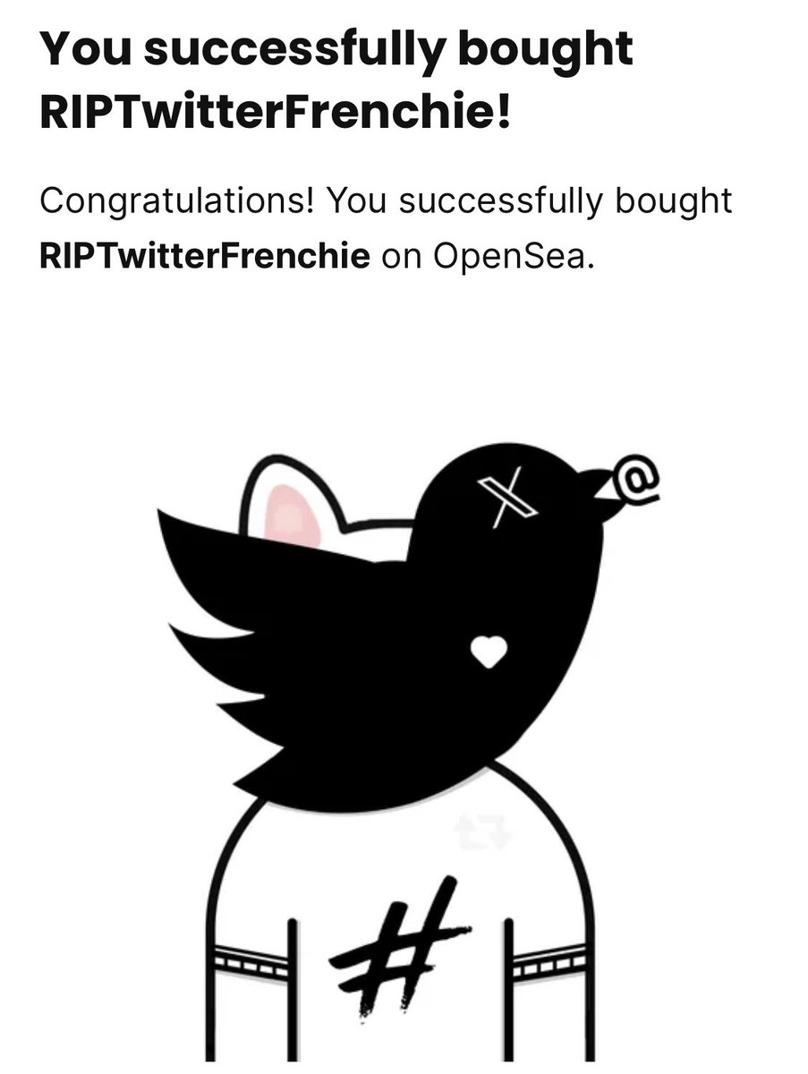 cryptobyls's tweet photo. GM #NFTCommunity Time to bury Twitter and celebrate X with this incredible piece by @FrenchieFuture called RIPTwitterFrenchie 🐶
Not only an #NFT ??? Yep, check @FrenchieFuture 📌 pinned mXssage, each piece has an locked content and some are just incredible 🚀
#TheVariants 🐶♥️ https://t.co/8d20YtxWrx