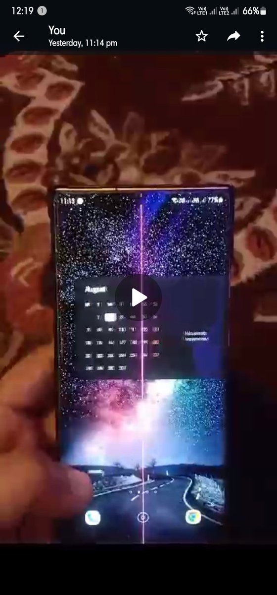Raj87870's tweet photo. @SamsungMobile After installing latest update fr NOTE 20 ULTRA, PINK line appeared on center of phone display. Who is responsible fr this incompatible update which hs destroyed my phone Why technical team doesn't TEST glitches before releasing any Updates. What a waste of 1lakh https://t.co/aggTsozqjs