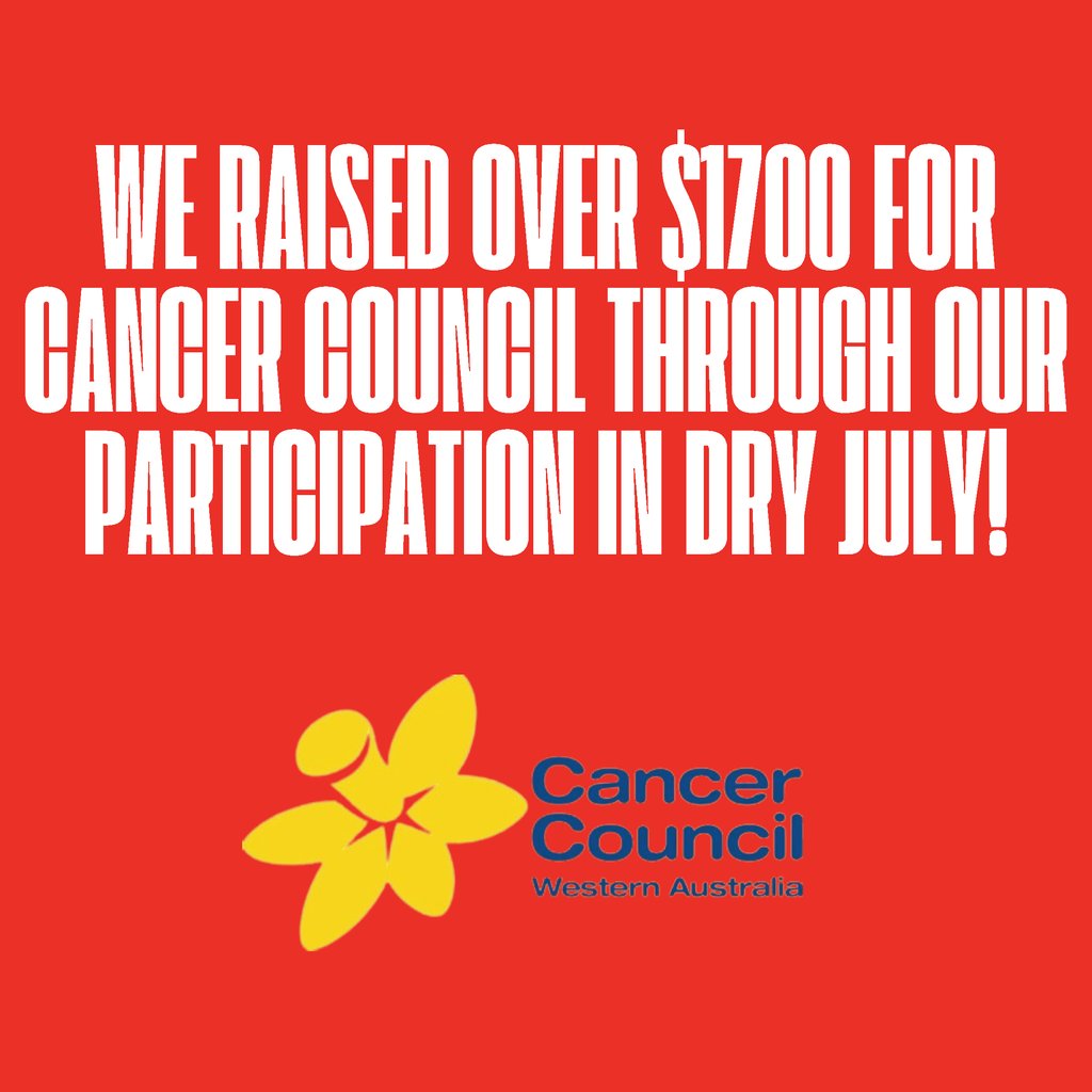 OMDWA's tweet photo. We're proud to announce that we've surpassed our $1,500 target, raising $1,759.80 this past Dry July. All funds were raised for Cancer Council to support their crucial work. Huge thanks to all donors, and you can continue to contribute throughout August.

https://t.co/4XtBMJLPMq https://t.co/wySME2UEFQ