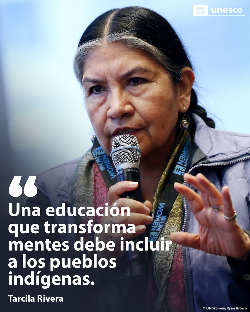 Las comunidades indígenas deben estar en el centro de la toma de decisiones para alcanzar un futuro más equitativo y justo💙.

<a href="/parwasisa/">Tarcila Rivera Zea</a> lo dice bien alto y claro.

El 9 de agosto es el día de los #PueblosIndígenas.

on.unesco.org/PueblosIndigen…  #SomosIndígenas
<a href="/UN4Indigenous/">UNPFII</a>