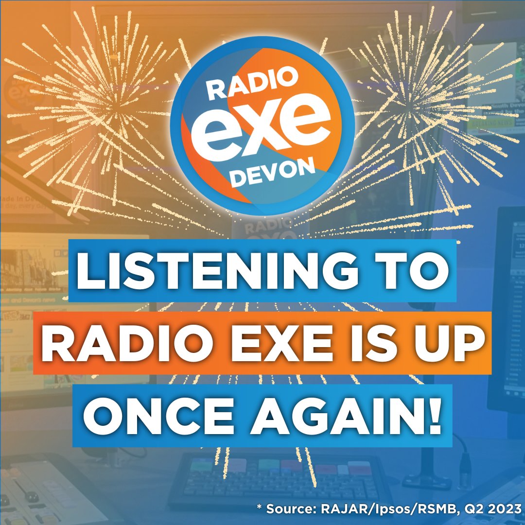 📻 The latest listening figures are in and Radio Exe is up, up and away!

Listening is up 70 per cent from this time last year and 25 per cent over the past three months alone. And 74,000 adults tune to us every quarter too. 

Now, go and tell a friend. 🥳
#RAJAR