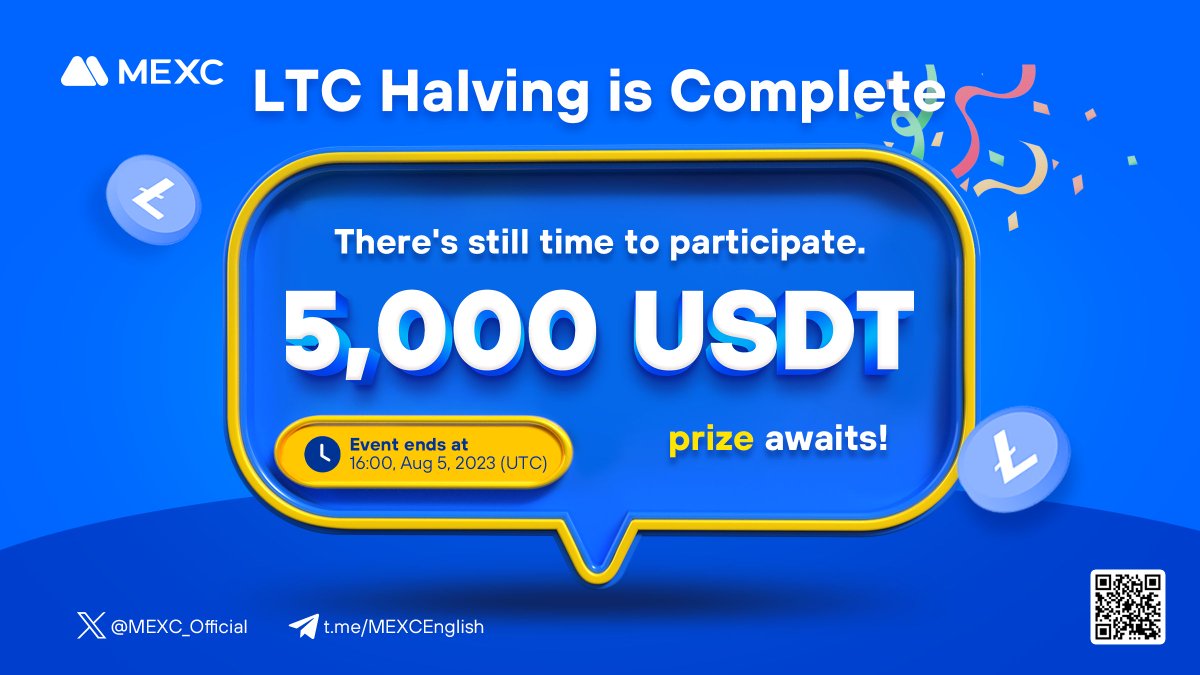 MEXC's tweet photo. $LTC Halving is done!

Don't miss out on the opportunity to win from the 5,000 $USDT prize pool!

Here's how ⤵️
https://t.co/Ln3LtMVgJ7 https://t.co/A4Srv4CRmj