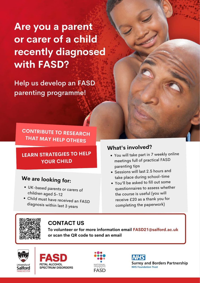 AdoptionCake's tweet photo. A fantastic opportunity to support your loved one with #FASD, while also helping to shape the future of #FASD training &amp; support across the UK. If your family fit the profile contact the Research Team at @FasdSalford by emailing fasd21@salford.ac.uk 
#fasdresearch #fasdtraining https://t.co/krBEQAHQiV