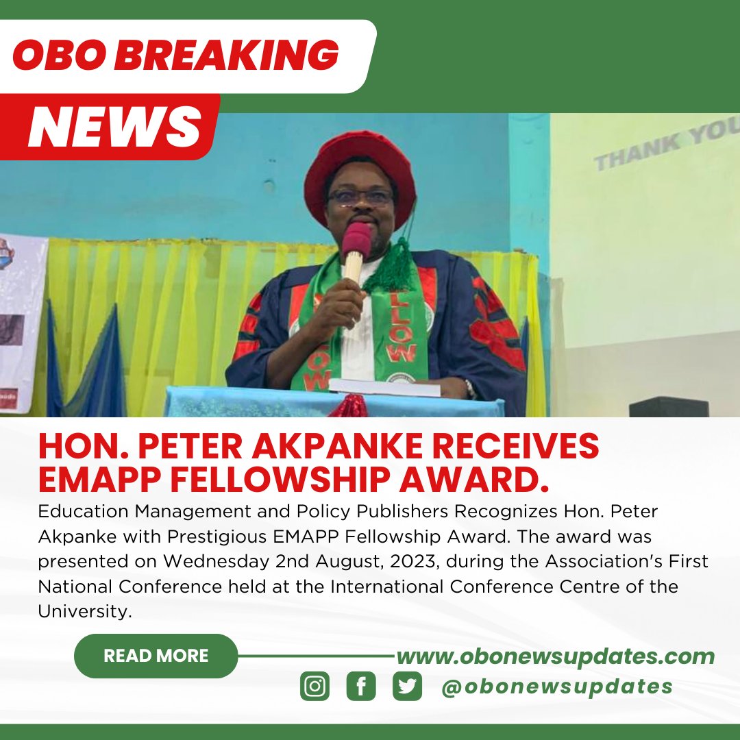 Honpeterakpanke's tweet photo. Chief Hon. Peter Akpanke  Gets an Award of Fellowship.

Read full story...

https://t.co/t5TcowSYmx https://t.co/28uzYqyClx