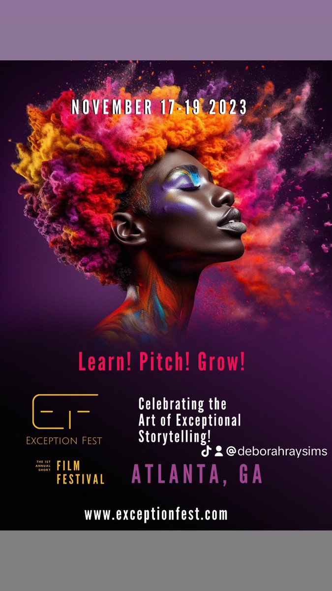 deborahraysims's tweet photo. Save the date for @exceptionfest in Atlanta, GA, on Nov. 17-19, taking place at the fabulous Omni Atlanta Hotel at CNN Center 🏨 It's going to be an incredible celebration of diversity and excellence in the film industry! 🌟🎥 https://t.co/7Wd8kfN3SX https://t.co/gpccuPw8Wb