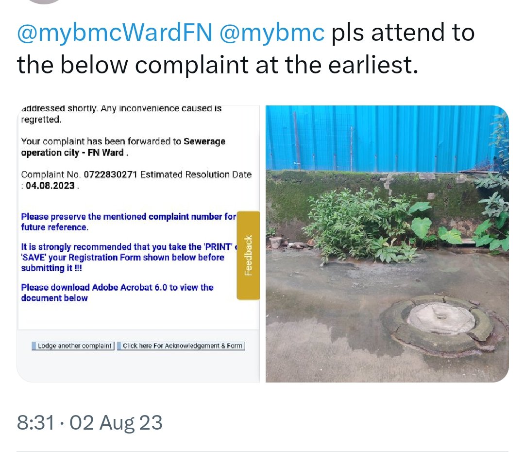 IyerMimi's tweet photo. @mybmcWardFN @NehalShahBJP 
Pls fix the gutter water issue in Adityalaya bldg. Plot 162B. There is already a dengue case we heard in adjacent bldg. Pls do the needful on emergency before people in our bldg fall sick - there are Senior citizens and kids. Complaint is alrdy regd. https://t.co/oSYCB6p3DX