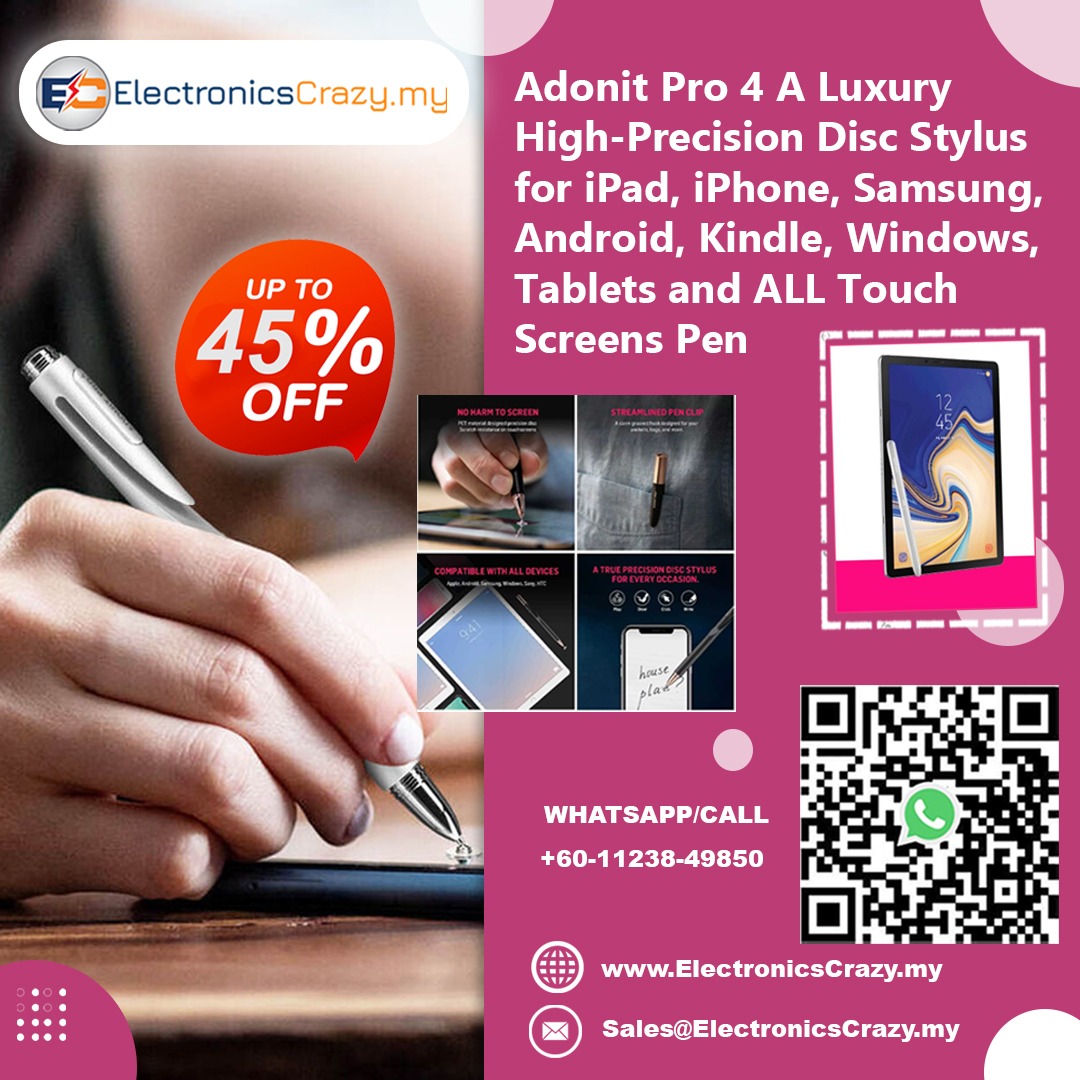 EcrazyMY's tweet photo. Adonit Pro 4 A Luxury High-Precision Disc Stylus for iPad, iPhone, Samsung, Android, Kindle, Windows, Tablets and ALL Touch Screens Pen

Buy Now:https://t.co/2VKhFaMSXU

#styluspen

@electronicscrazy.my https://t.co/TD23YaHkkx
