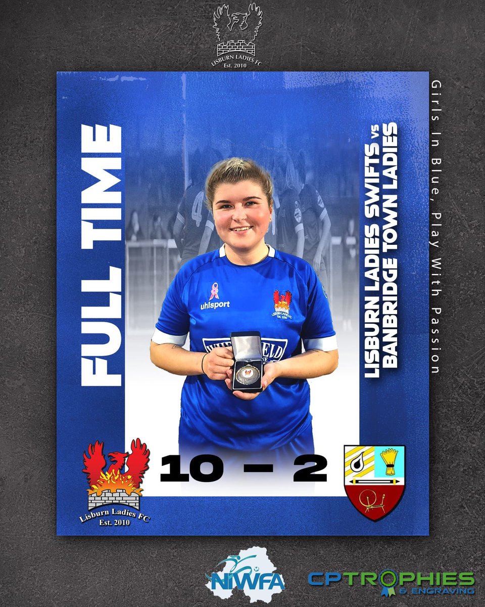 LisburnLadiesFc's tweet photo. NIWFA - Div 3 League Result
SWIFTS PRODUCE STRONG PERFORMANCE 💙⚽️💙
CP Trophies & Engraving
PLAYER OF THE MATCH
Chloe
#girlsonlyfootballclub
#PlayerDevelopmentIsKey
#familyclub
#niwfa
#ElectricIreland
GIRLS IN BLUE - PLAY WITH PASSION https://t.co/gcAfL2bKmV