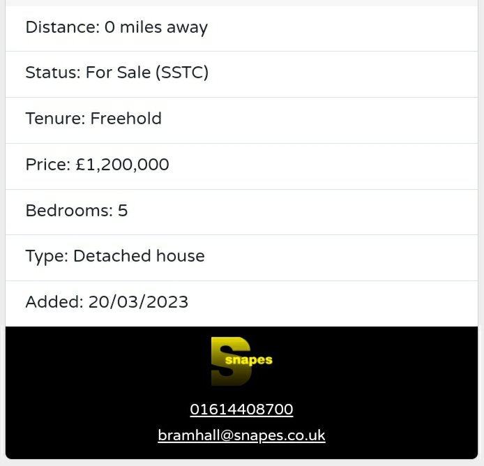 FindPropsUK's tweet image. The anatomy of a property listing.

Part 3: The Footer

Info relating to search distance, #property status, tenure, price, bedrooms, type and date added.

Branded footer colour scheme and logo.

Direct link back to estate agent website, phone number and email.

#EstateAgents