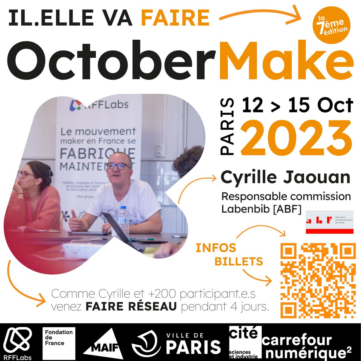 🍊 #OctoberMake 2023 : devenez contributeur.rice de l'événement 🥁

🧠 Comme <a href="/CyrZbib/">CyrzBib</a> (@abf_info), si vous proposiez votre atelier, un thème, une conférence, un réseau partenaire... pour OctoberMake autour des *Dynamiques croisées : point de rencontre des communautés*  ?