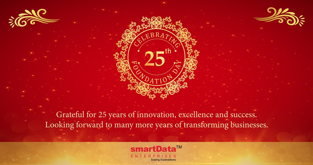 smartDataIncLtd's tweet photo. Today, as we commemorate 25 years of growth, resilience, &amp; collaboration, we extend our heartfelt gratitude to all our stakeholders: our employees, customers, partners, and well-wishers, for their unwavering support in making this journey a resounding #success.  #BigCollaboration https://t.co/w4N84bIcuS
