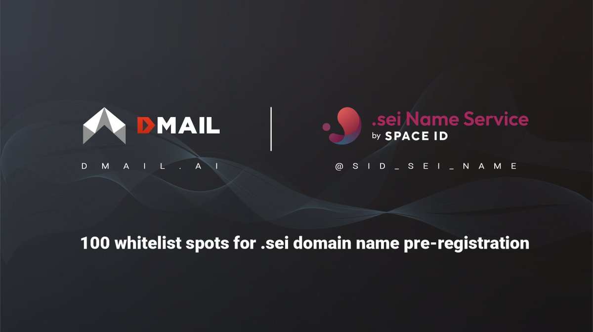 ❤️Dear Dmailers, 

🥳Dmail Network is delighted to announce the partnership with <a href="/SID_sei_name/">SPACE ID .sei Name Service🚢</a> <a href="/SpaceIDProtocol/">SPACE ID</a>!

🎁100 whitelist spots for .sei domain name pre-registration.

👉Dont miss out: galxe.com/dmail/campaign…