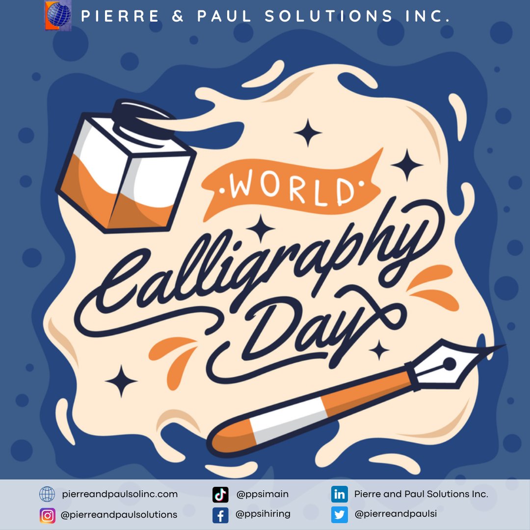 pierreandpaulsi's tweet photo. World Calligraphy Day celebrates handwriting's significance, highlighting individual experiences and uniqueness, despite digital and printed information.

Your partner in success!  

#PPSI #BPOhiring #WorldCalligraphyDay https://t.co/e0QgwBusXD
