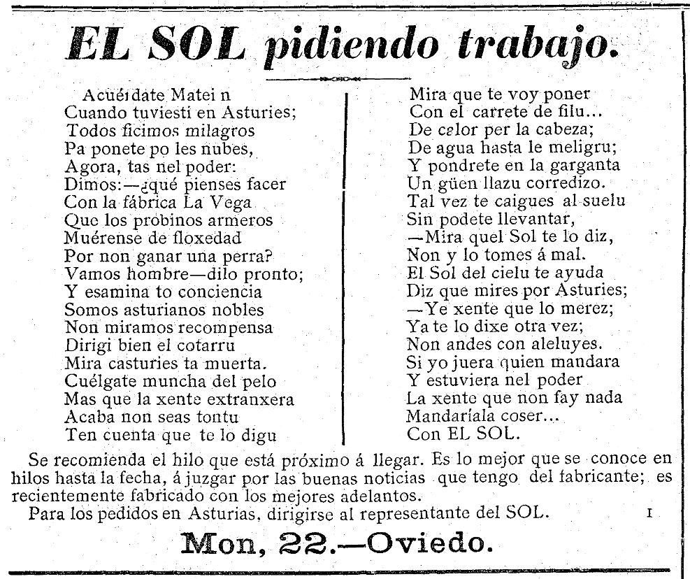 CelebresCoses's tweet photo. añu 1893: publicidá d'El Sol

#CelebresCoses #Asturies #oficialidá #ElSol #publicidá #Llanes #casasolfilicor #casasol 

más COSES CÉLEBRES en: https://t.co/31VpBbWc9L https://t.co/vPW3VHAFed