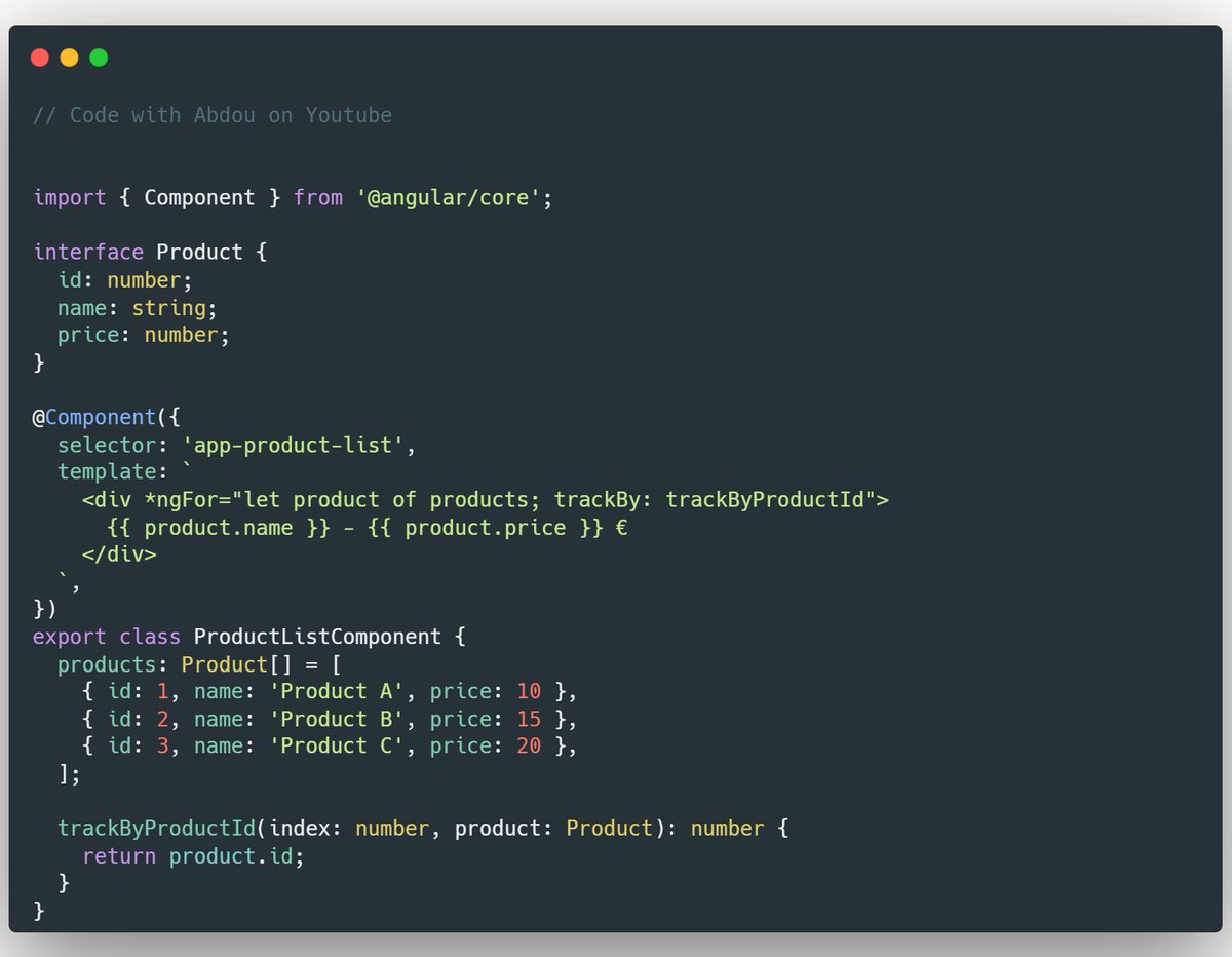 wizardofsoft's tweet photo. 🚀 Astuce #Angular : Utilisez trackBy avec ngFor pour des performances optimales ! 🎯🏆

Lorsque vous utilisez ngFor pour itérer sur des listes, trackBy est votre allié pour améliorer les
performances. 🏆 https://t.co/D4LvLzFFjV