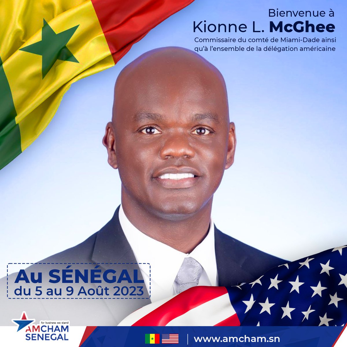 AmchamSenegal's tweet photo. Nous souhaitons la bienvenue à @kionnemcghee  commissaire du comté de Miami-Dade ainsi qu’à l’ensemble de la délégation américaine qui sera présente au Sénégal du 5 au 9 Août.Nous organiserons à cet effet une rencontre afin de discuter d’opportunités d’affaires et partenariat. https://t.co/9wdW2rvRzL