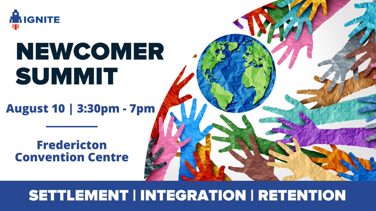 promise_home's tweet photo. Are you looking to connect and learn about the resources to help you succeed as a newcomer? Join Ignite at the first Newcomer Summit this August 10th at the Fredericton Convention Centre from 3:30pm to 7pm. Register here: https://t.co/LwNJGVxYNj https://t.co/xVVQxmiSYF