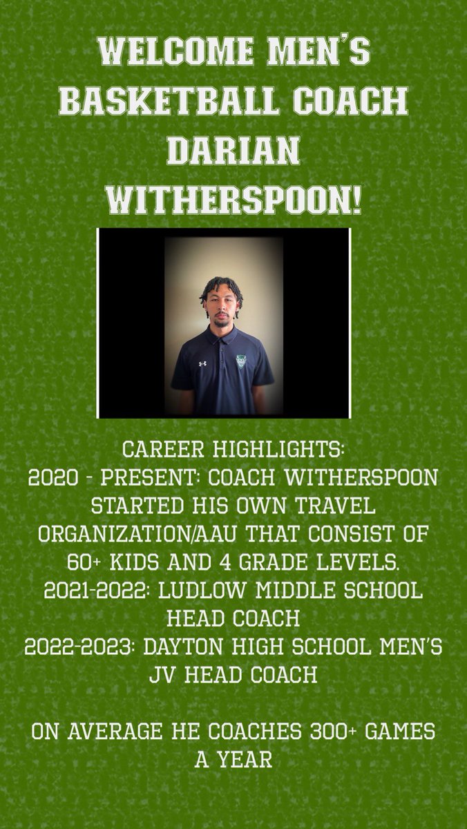 Please help us welcome Coach Darian Witherspoon to DHS!
