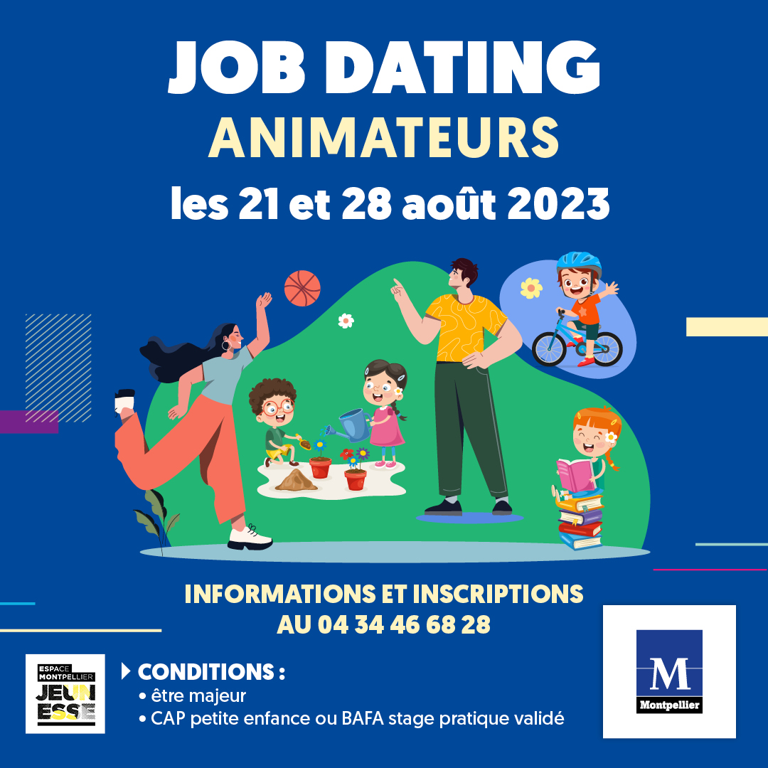 🧑 👩 Vous êtes majeur ?
🎓 Vous possédez le CAP petit enfant ou le BAFA (avec le stage pratique validé) ?
📅 Rendez-vous les 21 &amp; 28 août prochains à l'Espace Montpellier Jeunesse
🕘 De 9h à 12h
📍 1, place Francis Ponge
Infos &amp; inscriptions 👉 04 34 46 68 28