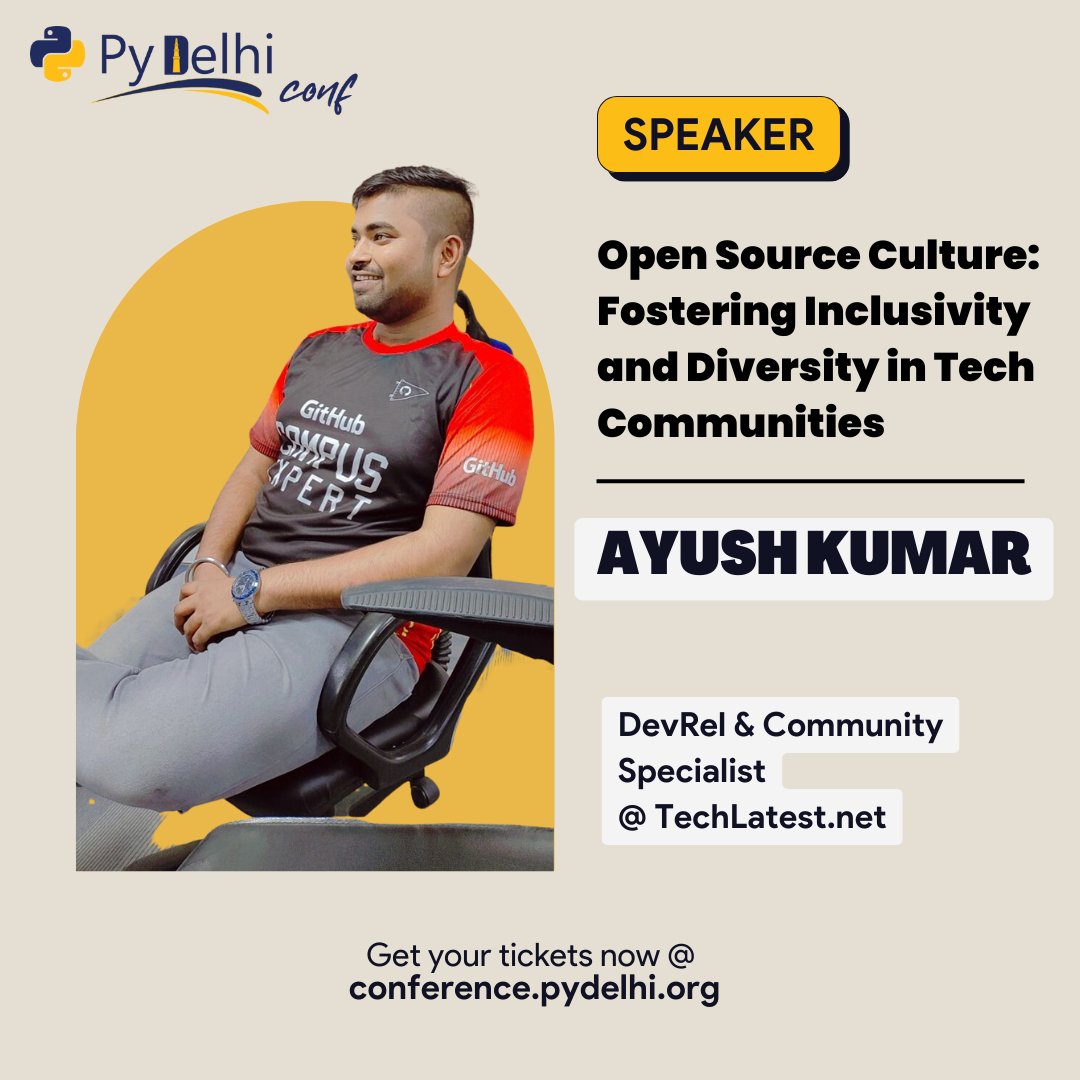 PyDelhi's tweet photo. Join @AyushKu38757918 with his talk 'Open Source Culture: Fostering Inclusivity and Diversity in Tech Communities' at PyDelhiConf 2023.

Learn more: https://t.co/HtjRadlQDq

#Python #PyDelhiConference #OpenSource #Diversity https://t.co/4F46Nnzvhe