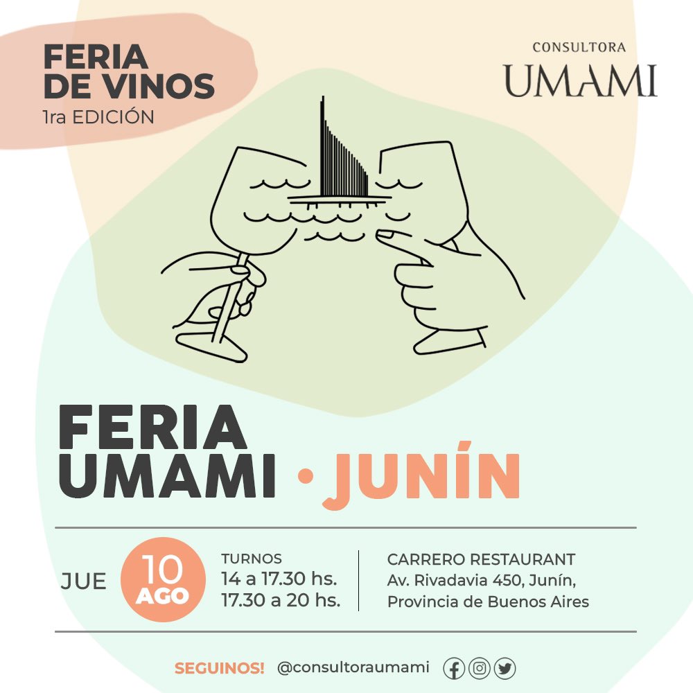 🔔Comenzó la cuenta regresiva para la Primera Edición de la #FeriaUMAMI Junín. 

Nuestras Ferias de Vinos son un espacio creado exclusivamente para la industria y público especializado donde presentamos las novedades además de los clásicos de siempre de nuestro portfolio.