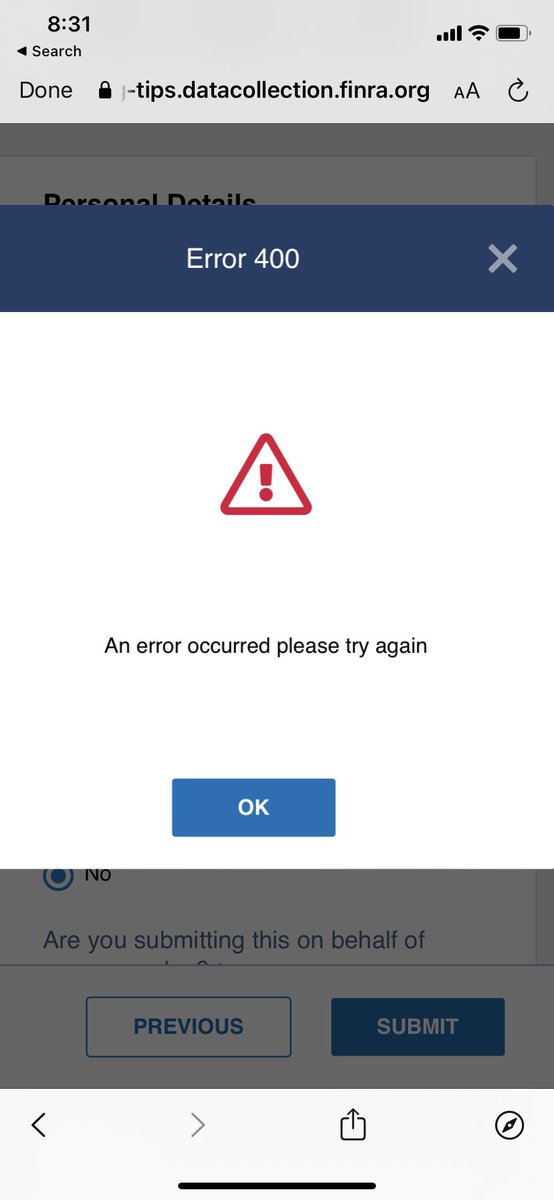 Hanna_HRPro's tweet photo. @FINRA_Tech 

Why is your system not letting me submit a complaint ? #amc #fraudreporting https://t.co/TBBWzIQQa8