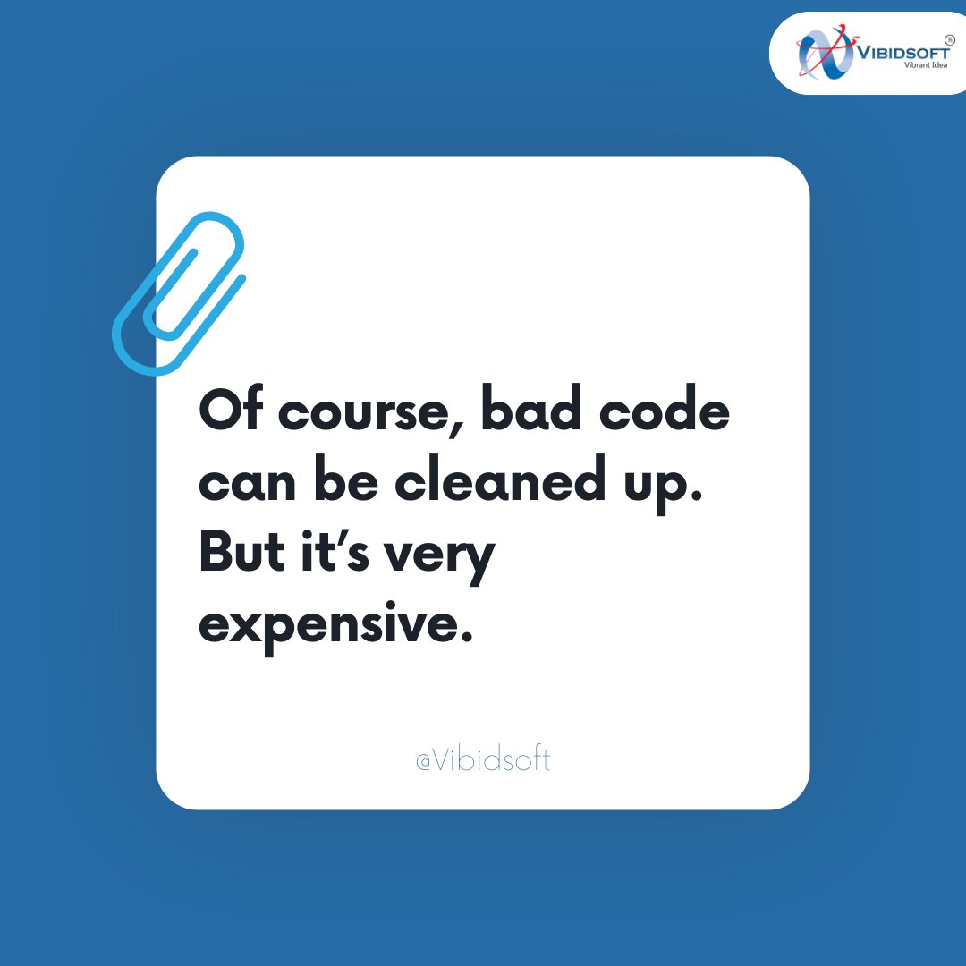 vibidsoft's tweet photo. Of course, bad code can be cleaned up. But it’s very expensive.
#softwaredevelopment #programming #coding #redesign #bugfix #bugbounty #bugtracking #Websitedevelopment #productdevelopent https://t.co/k4SbLCYKUj