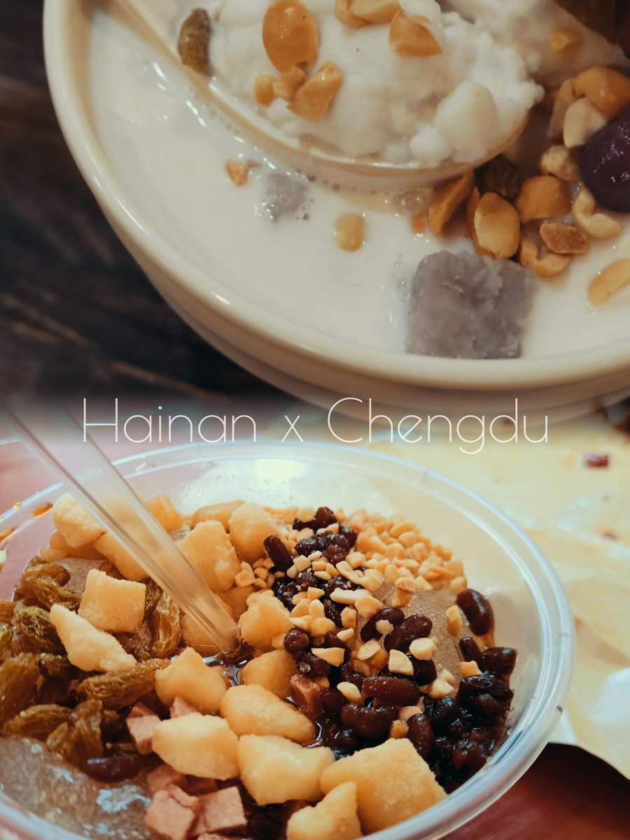 HiHainan's tweet photo. #Qingbuliang and Bingfen, Zhazha and Grilled Sweet Potato Pasta, and #HainanChickenRice and spiced chicken. Two sets of different flavors join together to display the splendid cultural and culinary heritage of two very different places. #HainanMeetsChengdu #大运会 https://t.co/FoLfQHaxoo