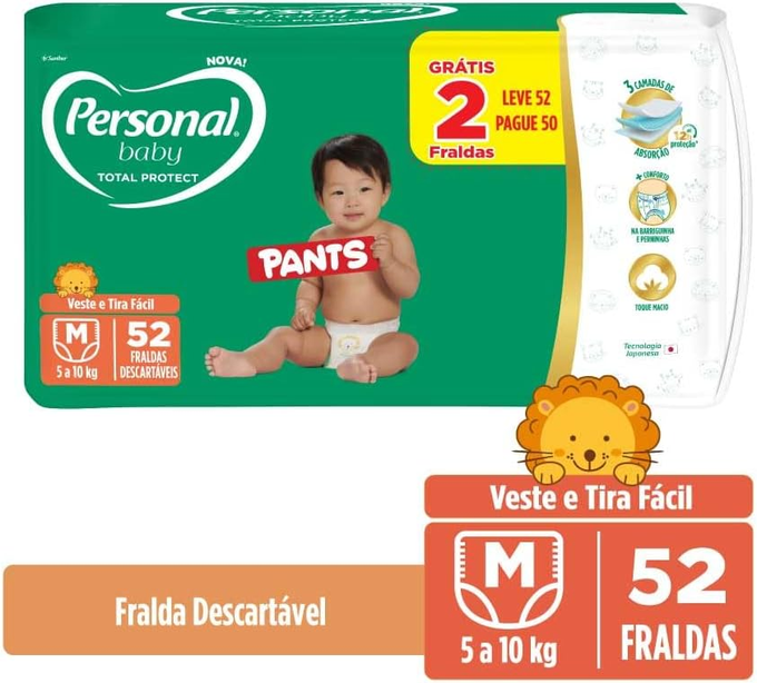 Fralda Personal Baby Total Protect Pants Média 1x52pads