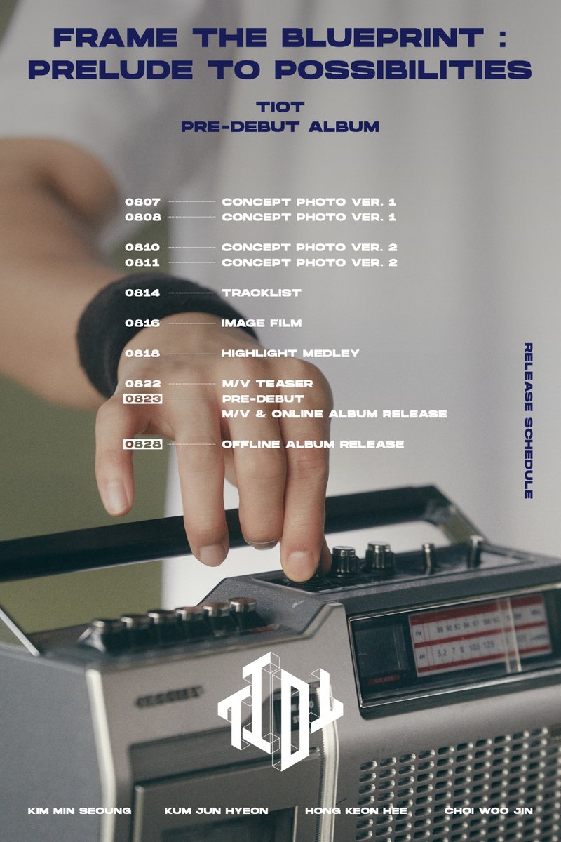 TIOT_NOW's tweet photo. 𝗧𝗜𝗢𝗧 Pre-Debut 百戰無敗 (백전무패)
Frame the Blueprint : Prelude to Possibilities

TIMETABLE

#TIOT #TIOT_PreDebut #백전무패
#김민성 #KIMMINSEOUNG
#금준현 #KUMJUNHYEON
#홍건희 #HONGKEONHEE
#최우진 #CHOIWOOJIN
#RedstartENM #레드스타트이엔엠 https://t.co/Pv4EASJ98Z