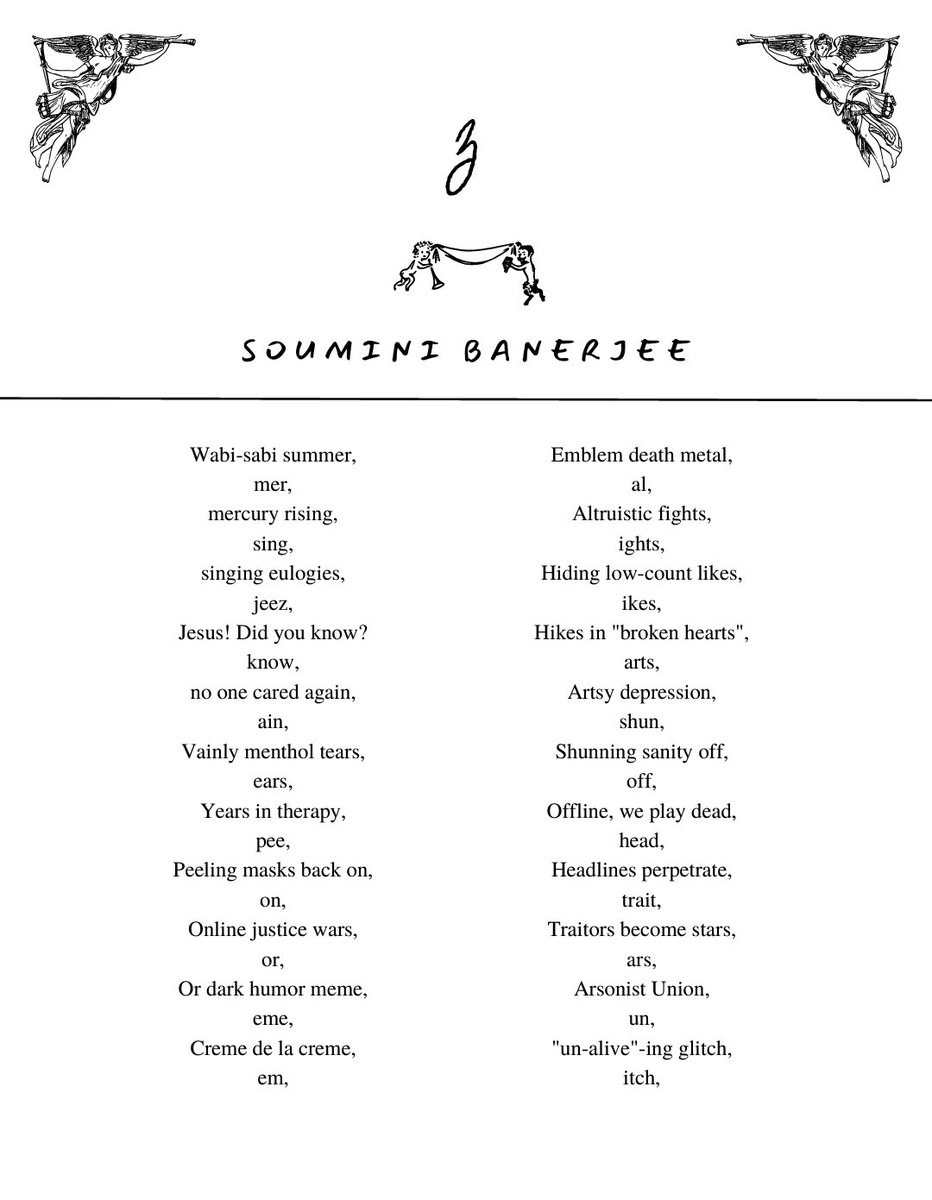 BanerjeeSoumini's tweet photo. Here is an open letter to the writing community, 

Dear beautiful writers and exquisite budding poets, 

Wrote a poem called "Z",  the letter that was labelled on our generation. Realised that fragmented puns can be beyond the state of your heart. It can be art too #poetry https://t.co/Eeo4FBjYCA