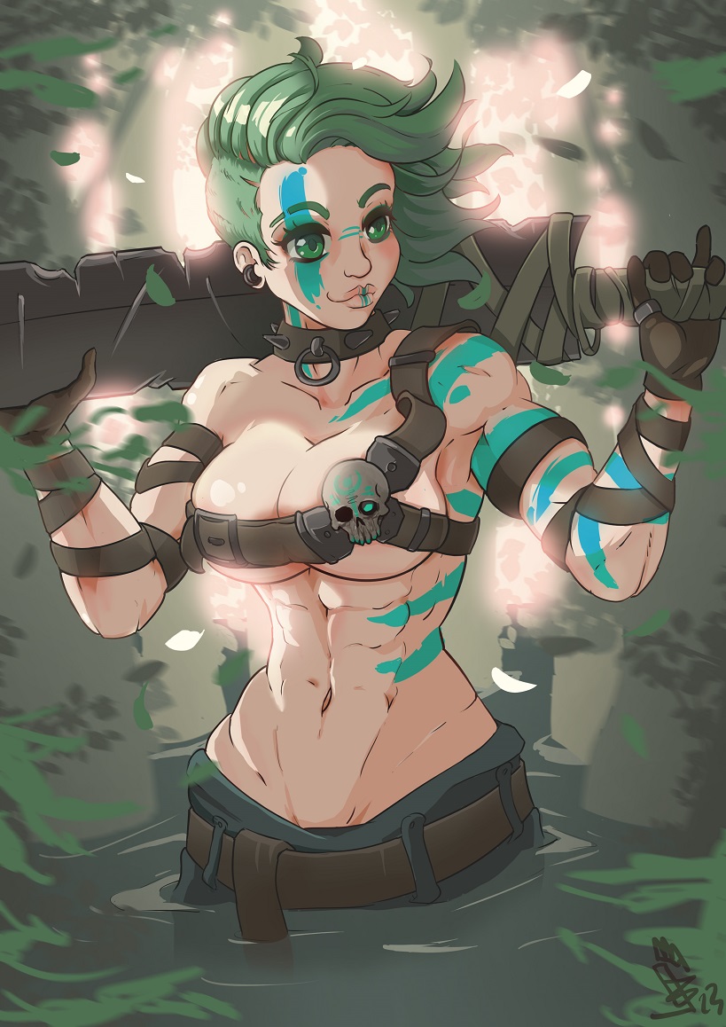 Slash x Barbarian - birthday pressent for Eradication. Happy Birthday Eradication! #Quake #DiabloIV #Diablo #Drawing Imagine what a crossover Quake and Diablo would be D: