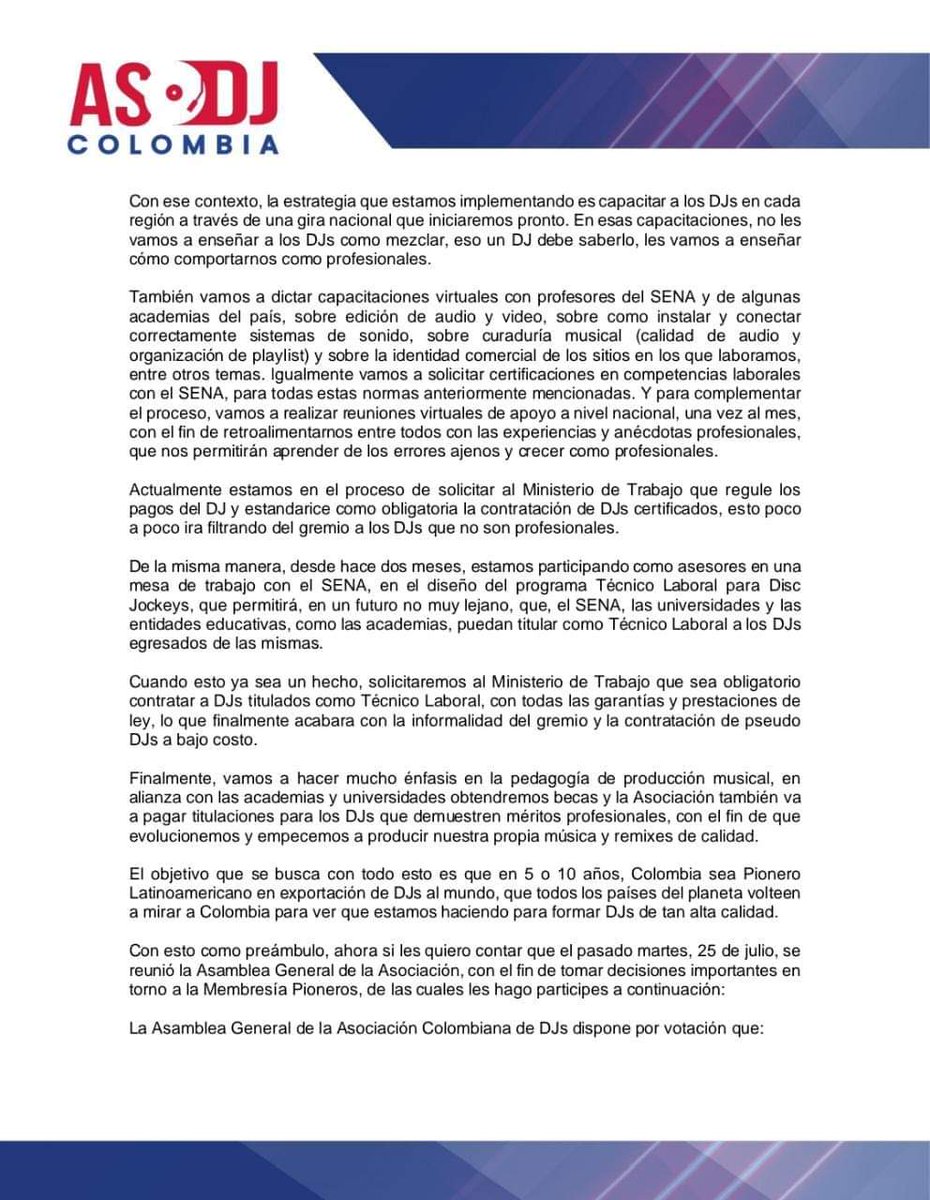 AsoDJCol's tweet photo. Comunicado Oficial: Fin de la Membresía Pioneros. https://t.co/zMsyyB2ZAy