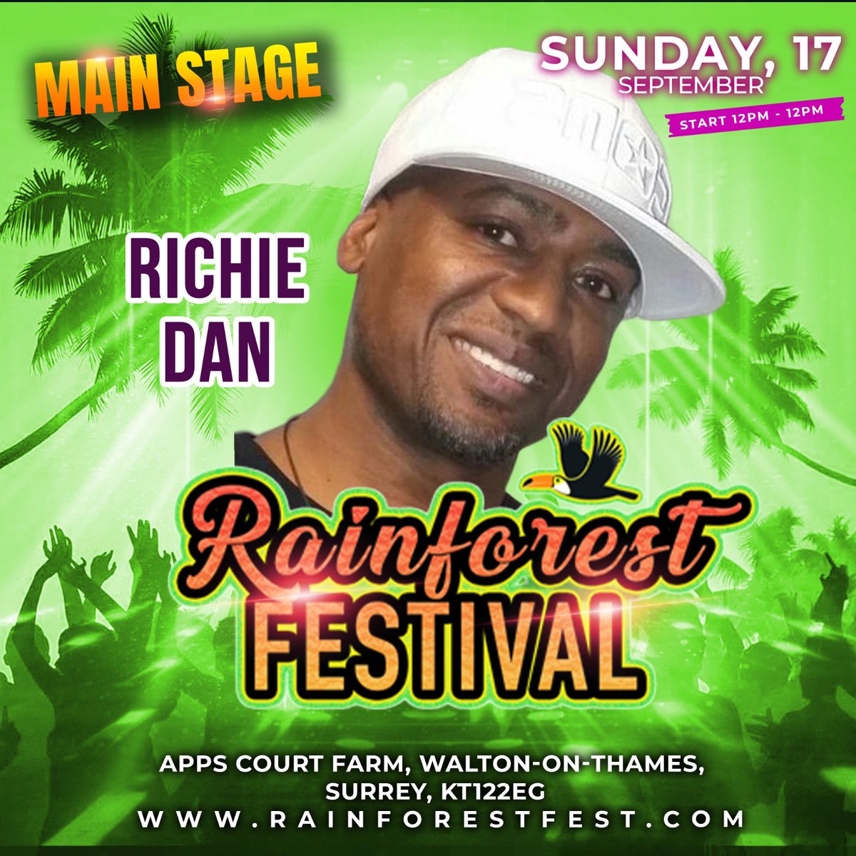 Rainforest_Fest's tweet photo. 🌟🌟🌟🌟 HOT & BRAND NEW!!
It’s RAINFOREST FESTIVAL UK 2023 🇬🇧 🌴🪩
We're bringing you the hottest summertime dance party that you don't want to miss! 

Turn up with us on the MAIN STAGE with phenomenal summertime festival filled PERFORMANCES WITH DJ RICHIE DAN @originalrichiedan on the WHEELS OF STEEL 🔥🔥
GET ready to groove non-stop to some of the best party songs of the moment!

DATE
SUNDAY 17TH SEPT 2023

VENUE
APPS COURT FARM HURST ROADWALTON-ON-THAMES KT122EG, LONDON.
https://t.co/lEhJDqL8v5

TIME
12PM - 10:30PM

Tickets are available at 👉🏽 https://t.co/lUES5PWLD8 CLICK ON OUR BIO

#Libianca #RainforestUK #WhatsApp #summer2023 #UK #afrobeats #Amapiano #DJ #LondonFestival #explorepage #rainforestfestival #rainforestfestivaluk