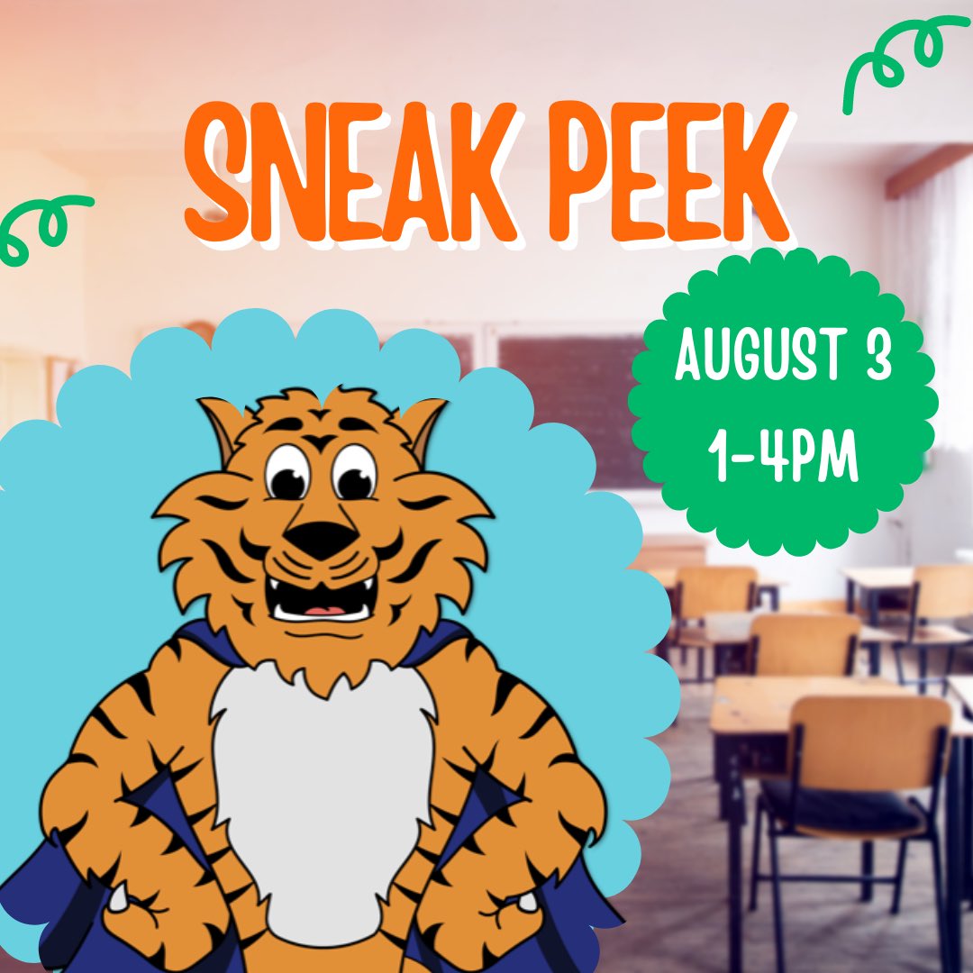 Happening today! Please attend MOE’s Sneak Peek, August 3rd from 1:00-4:00 P.M. Coming during your assigned time allows an opportunity to have smaller groups of students/ parents. Please check your emails and/or our school website for more information 🐯 #WEareMOE