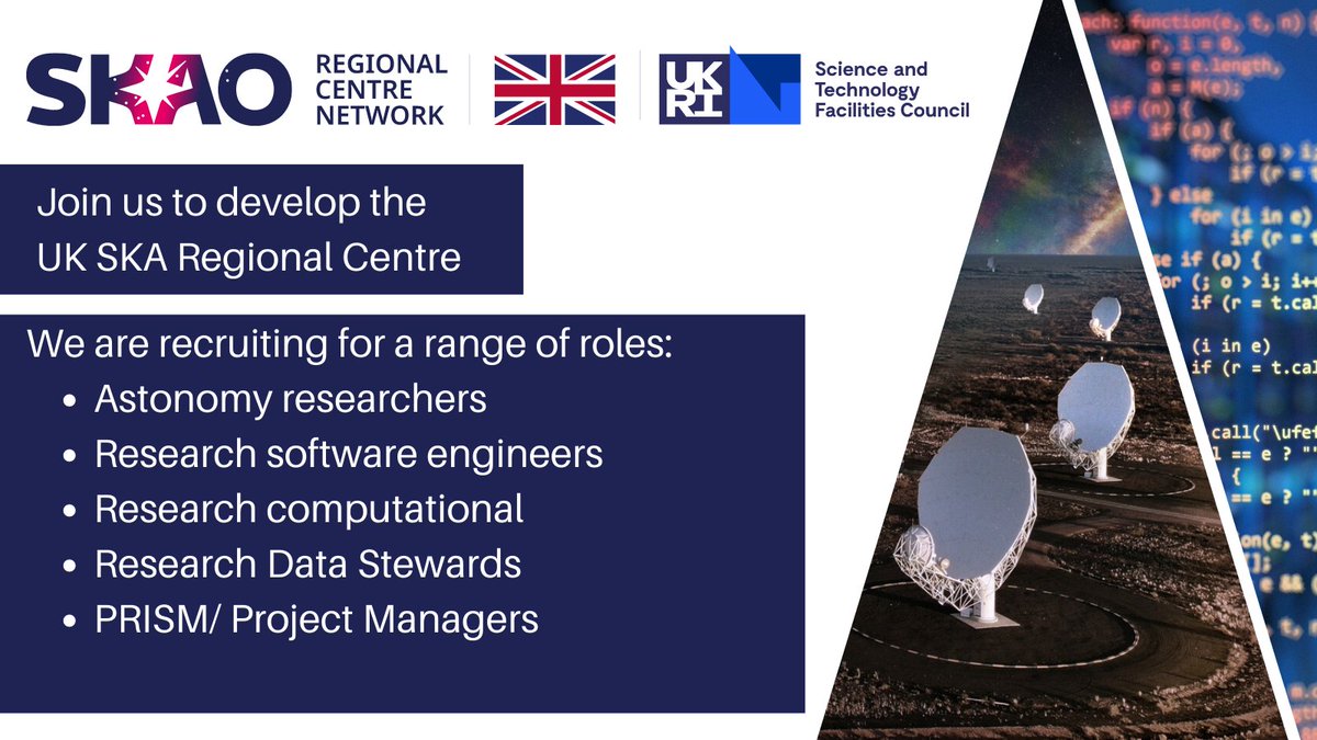 #Vacancy: Research Project Manager based in @UoMPhysics @jodrellbank to contribute to the development of UK SKA Regional Centre!  
Deadline: 11 August 
uksrc.github.io/jobs/