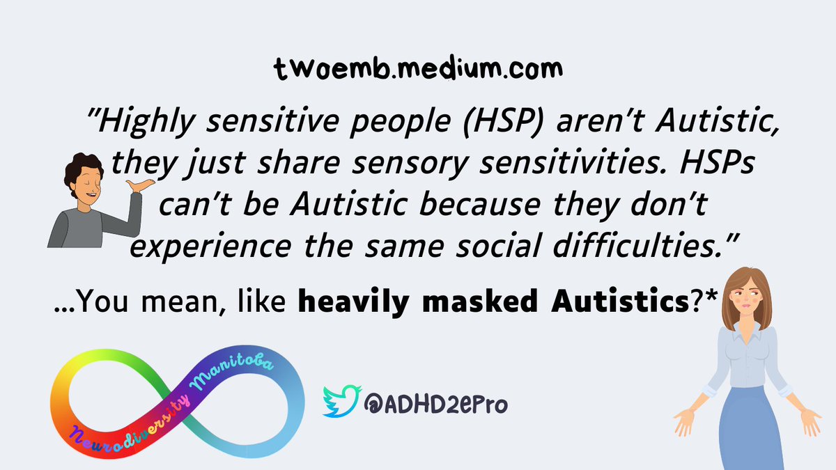 The “Highly Sensitive Person” is Code for Autistic

Everyone Needs Accommodations To Thrive: Some accommodations are normalized while others are pathologized

#Autistic #ActuallyAutistic #Autism #HSP #HighlySensitivePeople #HighlySensitivePerson #Ableism #Psychology #MentalHealth
