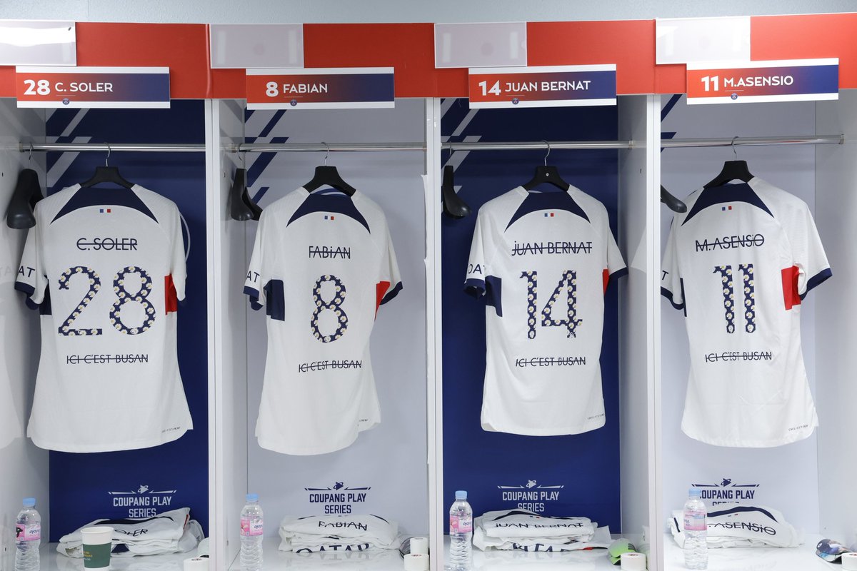 FightingStripes's tweet photo. The special edition @PSG_inside kits from the match in Busan were designed by @IBGDRGN! https://t.co/kDaNrKTloh